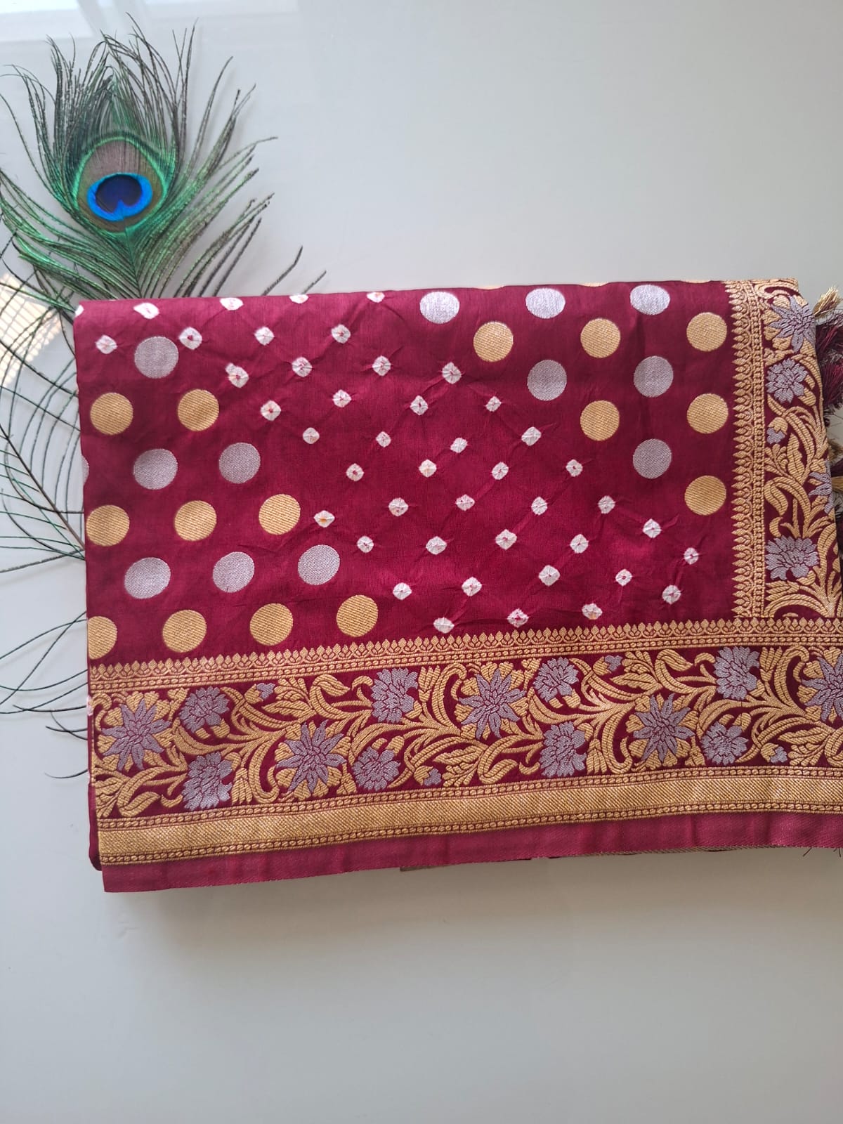 red banarasi georgette bandhani saree
