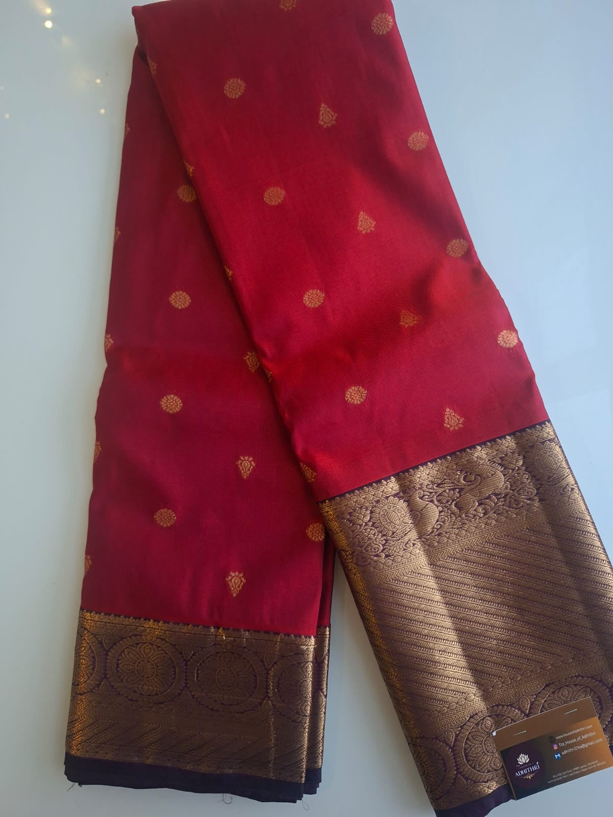 rust orange semi kanchi saree with big border 103