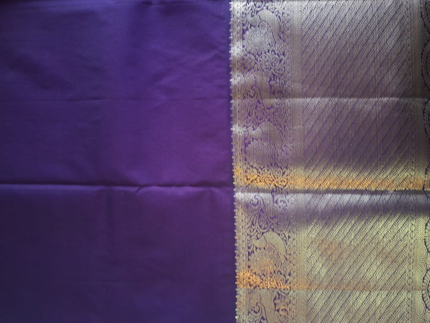 rust orange semi kanchi saree with big border 103