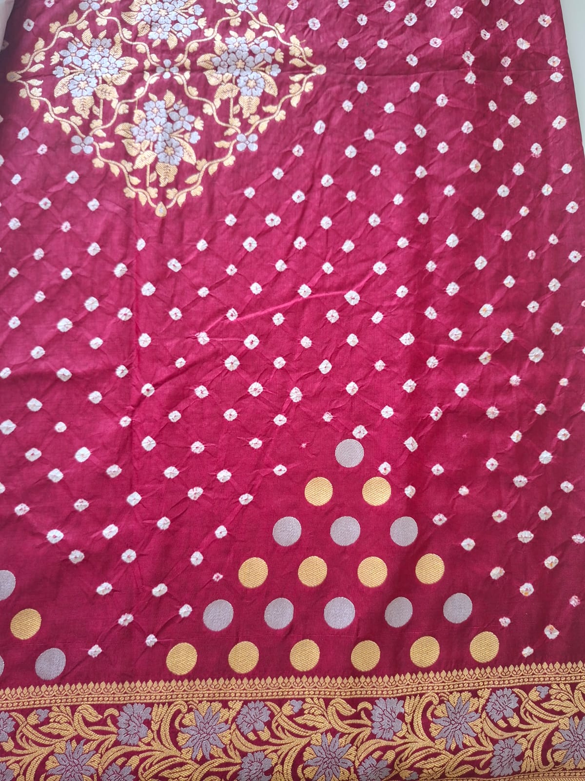 red banarasi georgette bandhani saree