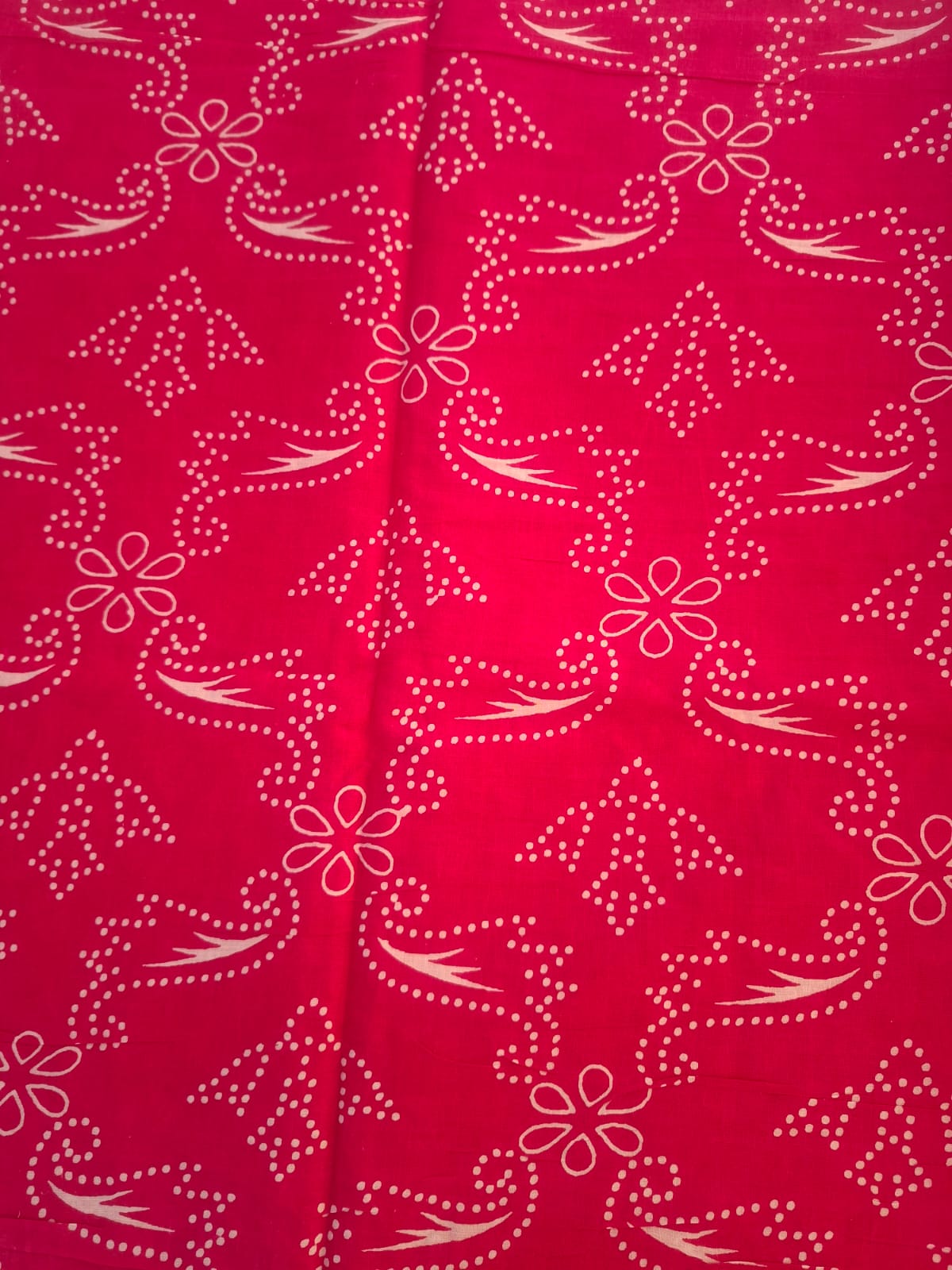 red block print bagru  mul- mul cotton saree
