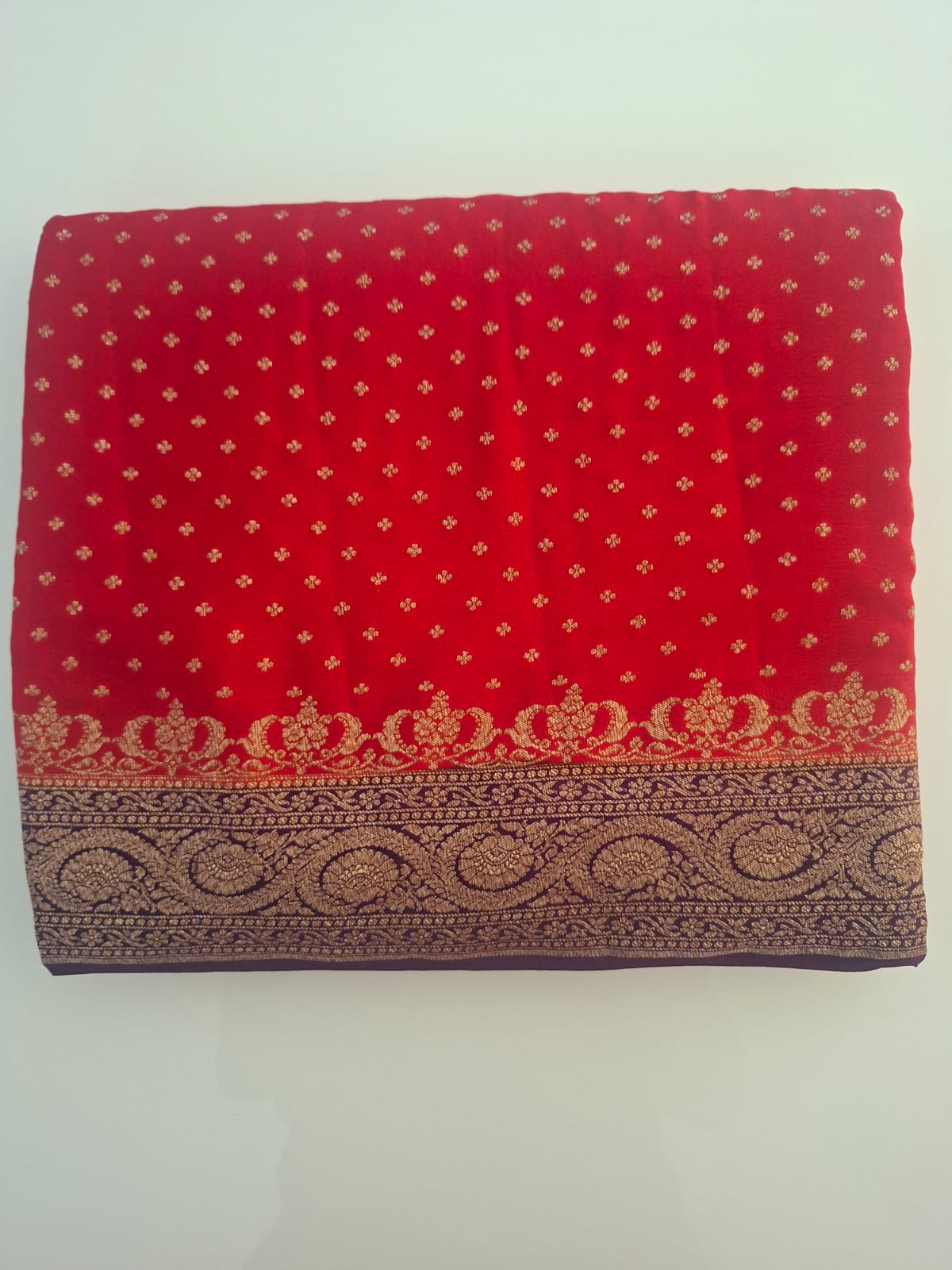 red pure kaddi crepe 1000 butta saree