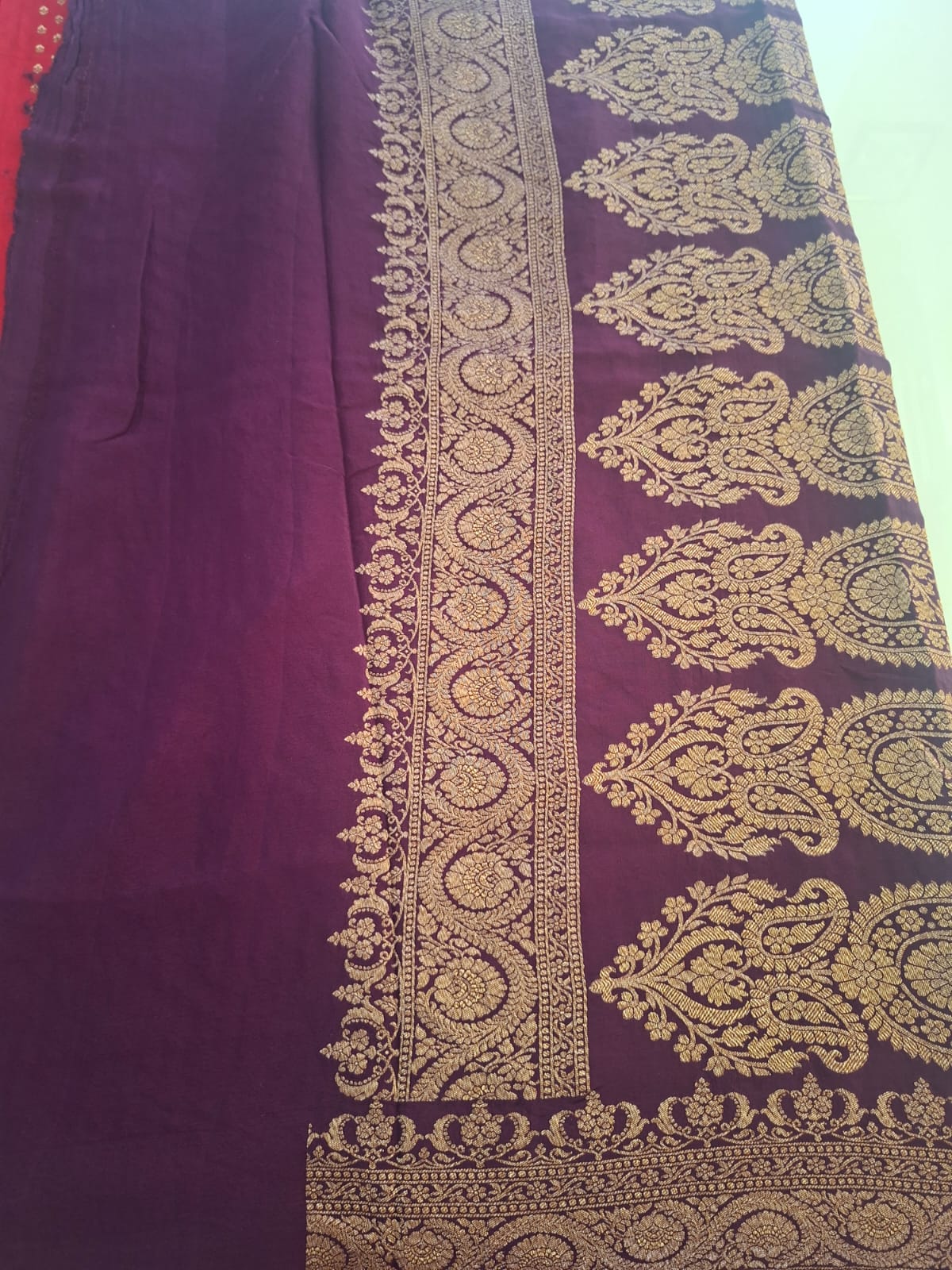 red pure kaddi crepe 1000 butta saree