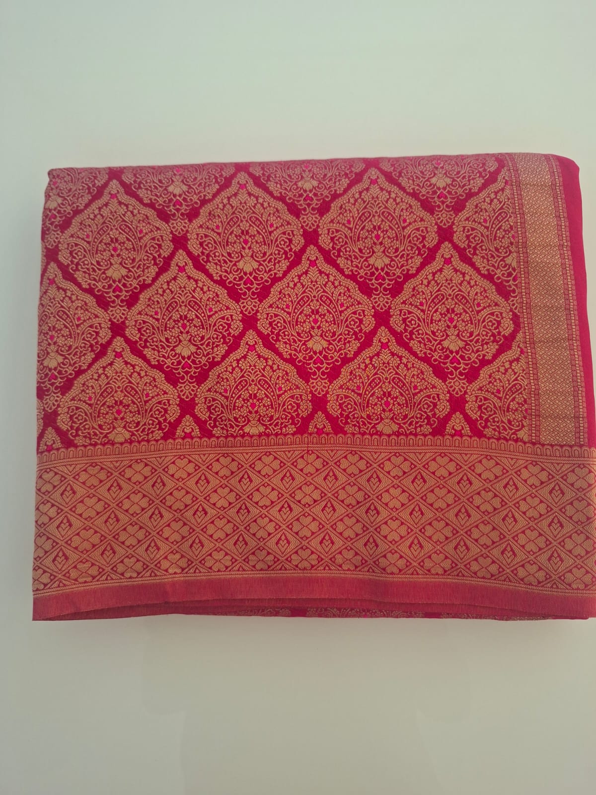 red  banaras georgette crepe brocade sraee