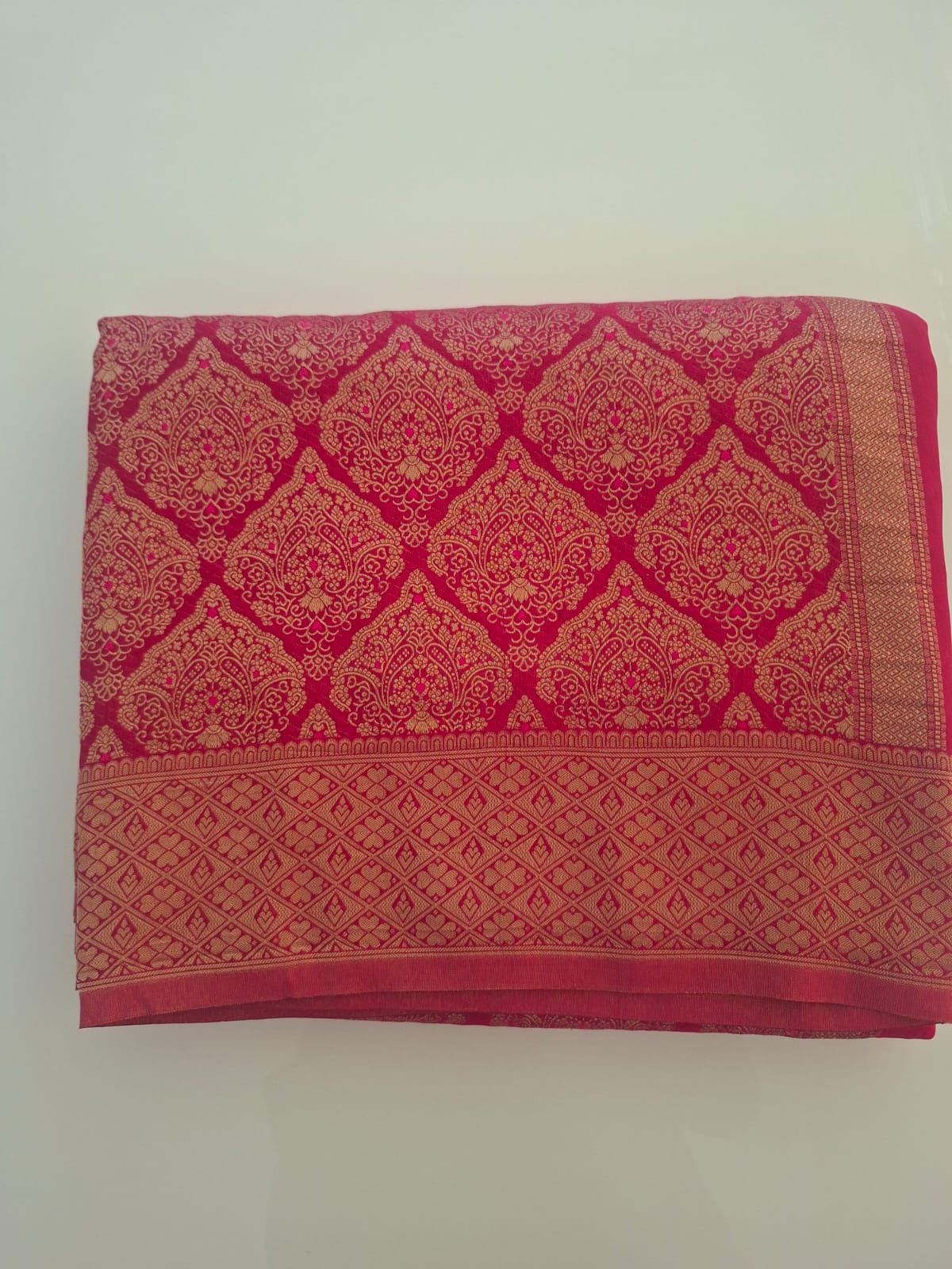 red  banaras georgette crepe brocade sraee