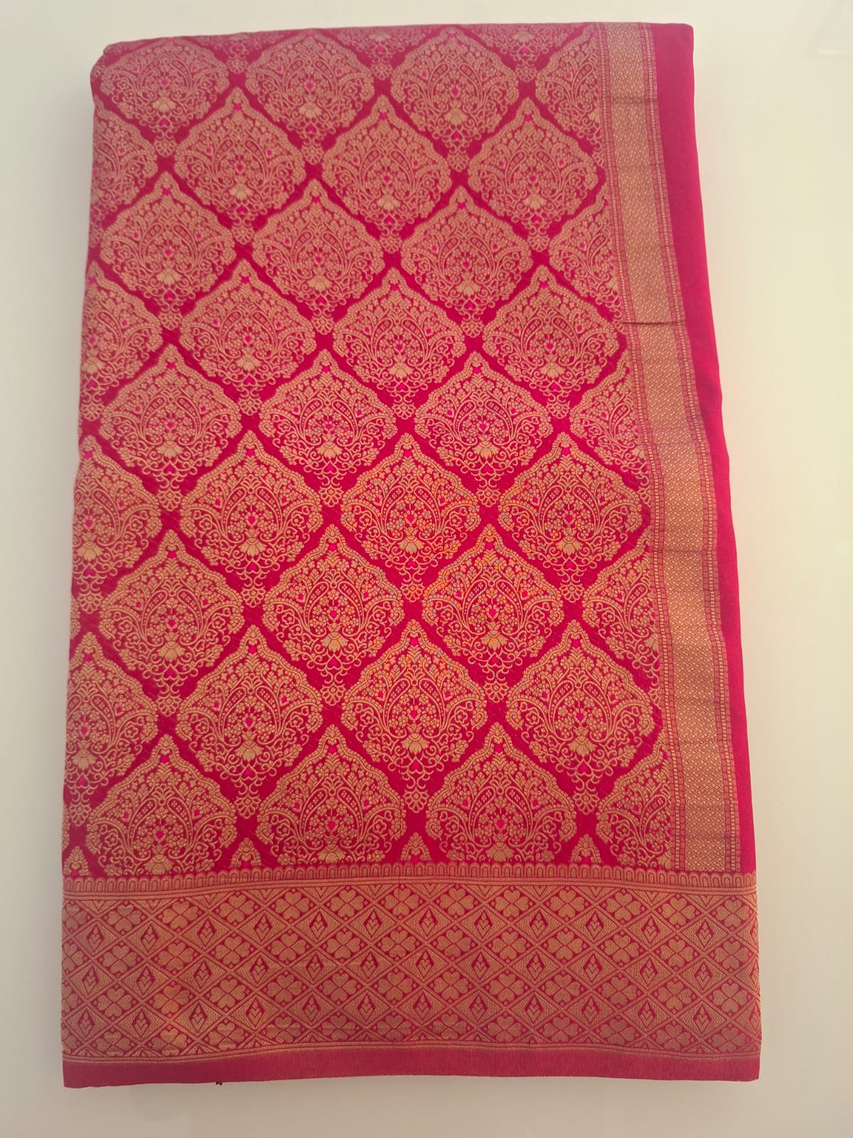 red  banaras georgette crepe brocade sraee