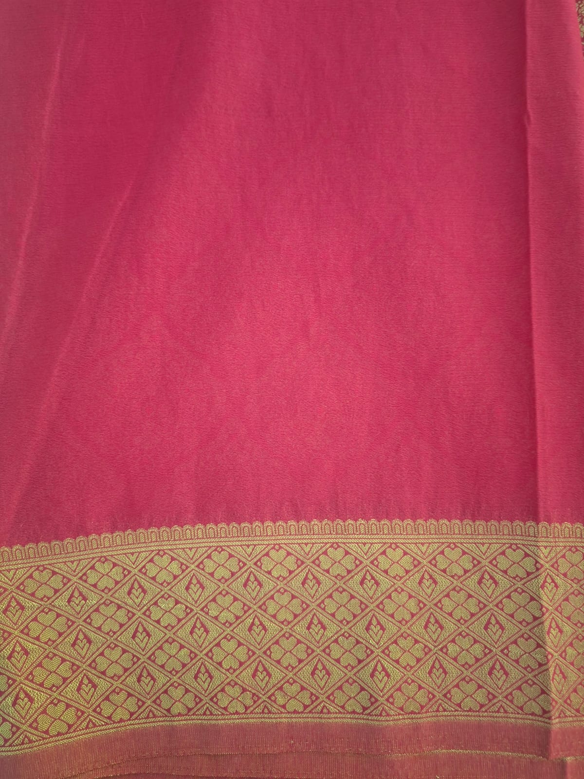 red  banaras georgette crepe brocade sraee
