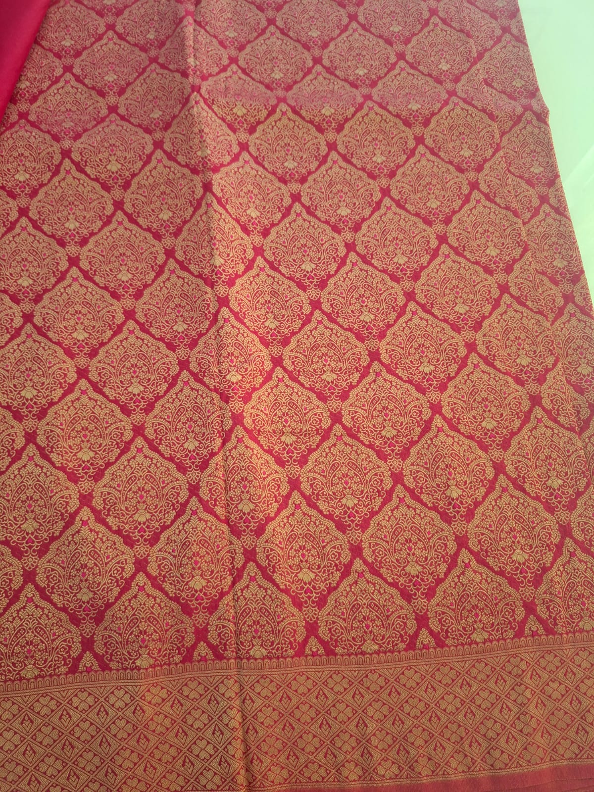 red  banaras georgette crepe brocade sraee