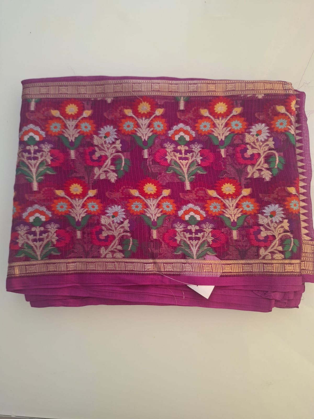 wine red Banarasi pure kota silk saree