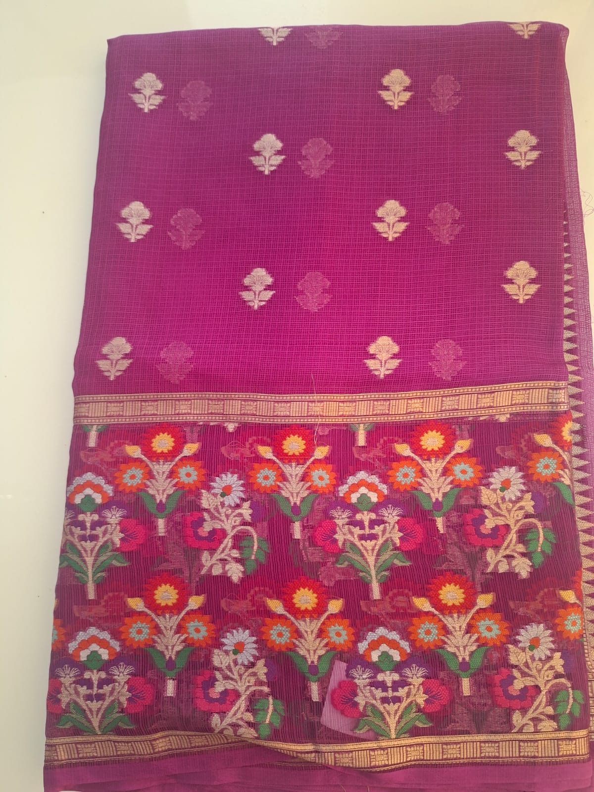 wine red Banarasi pure kota silk saree