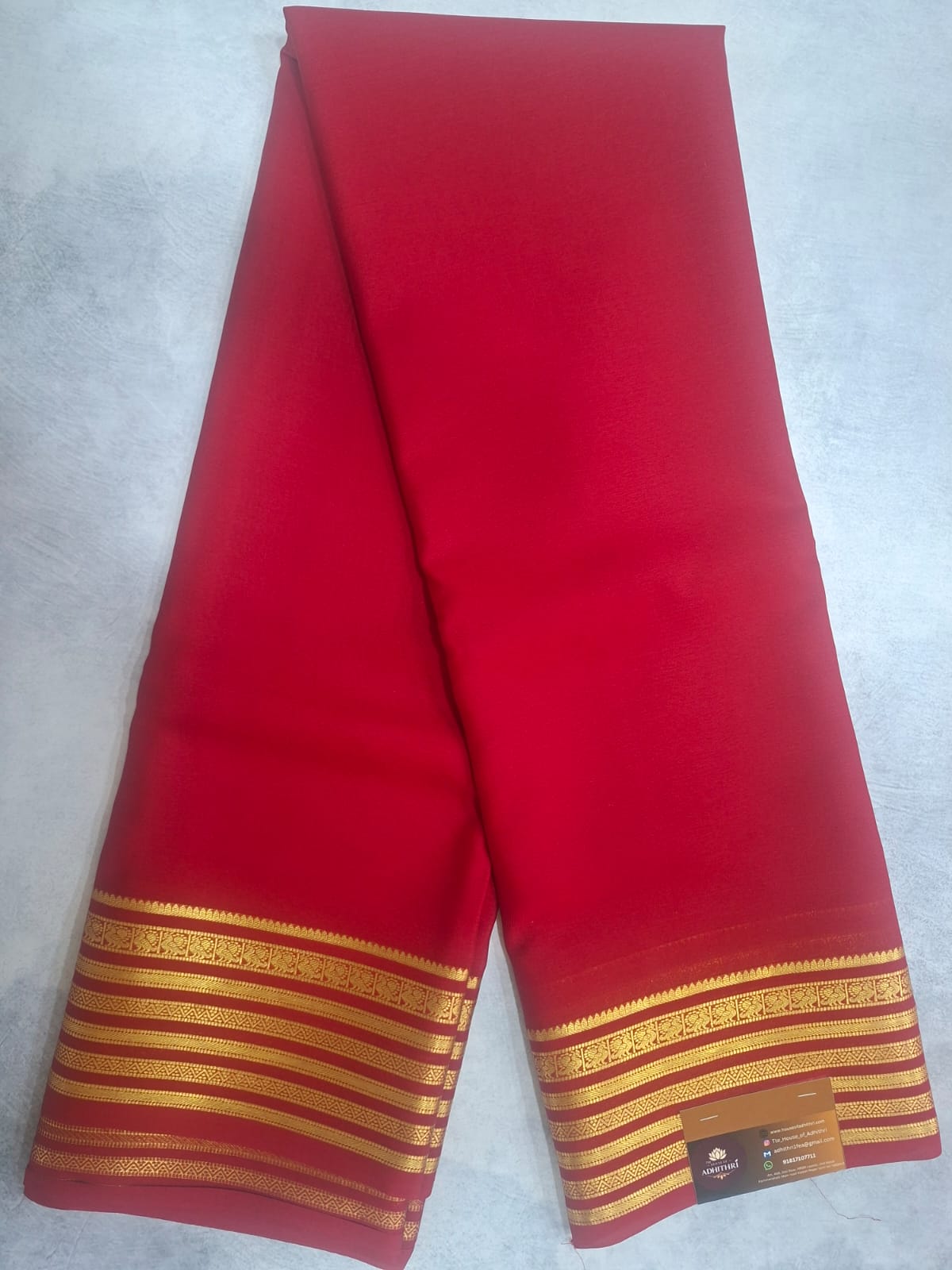 red pure mysore silk saree