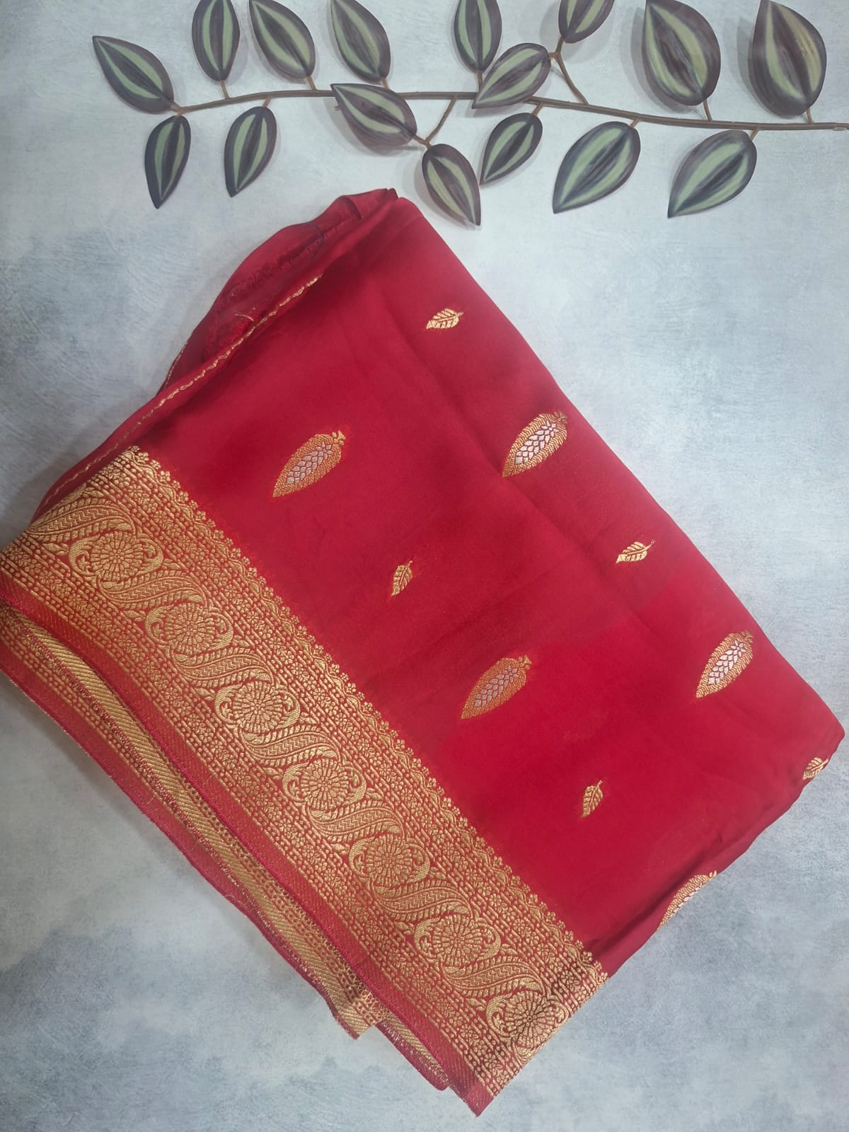 red mashru satin saree