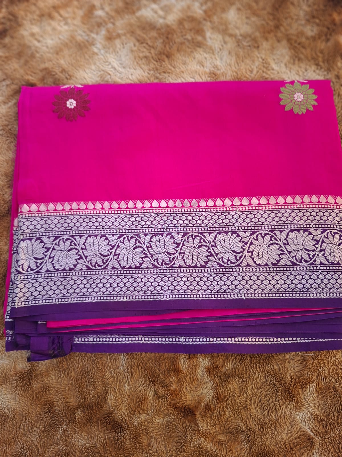 rani pink katan raw mango silk kadwa saree