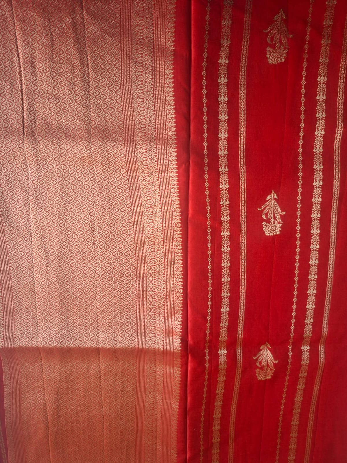 red banarasi raw mango with satin border saree