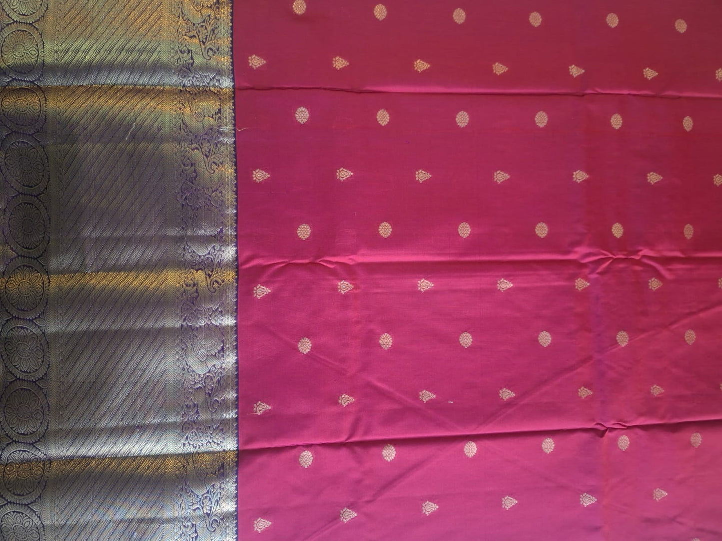 rust orange semi kanchi saree with big border 103