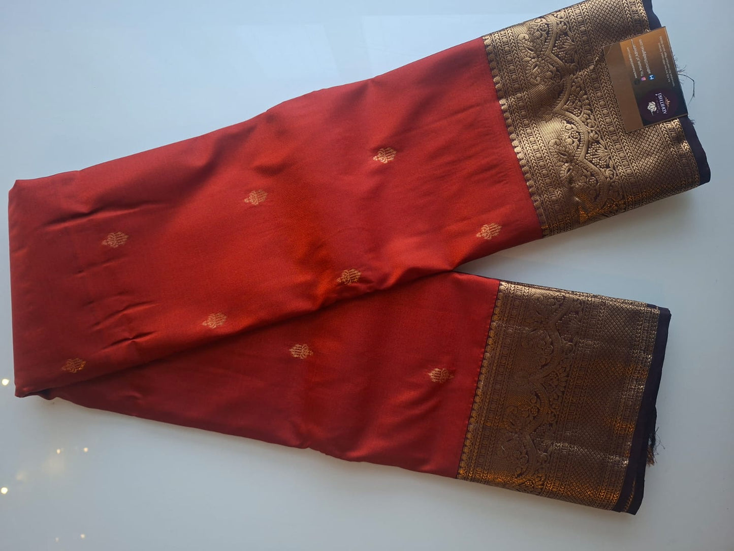 rust orange semi kanchi saree 102