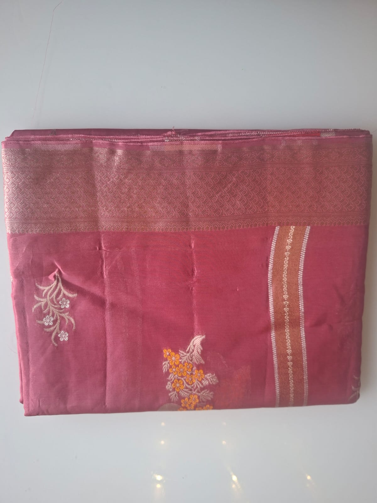 Red banrasi tissue sona roopa booti saree