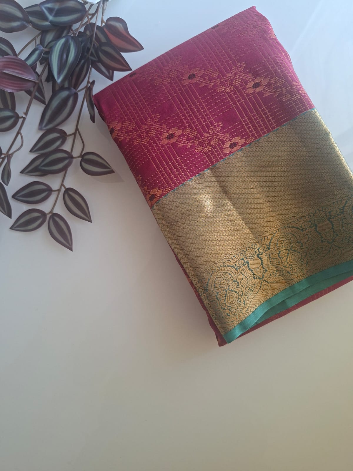 red semi silk saree with kanchi border