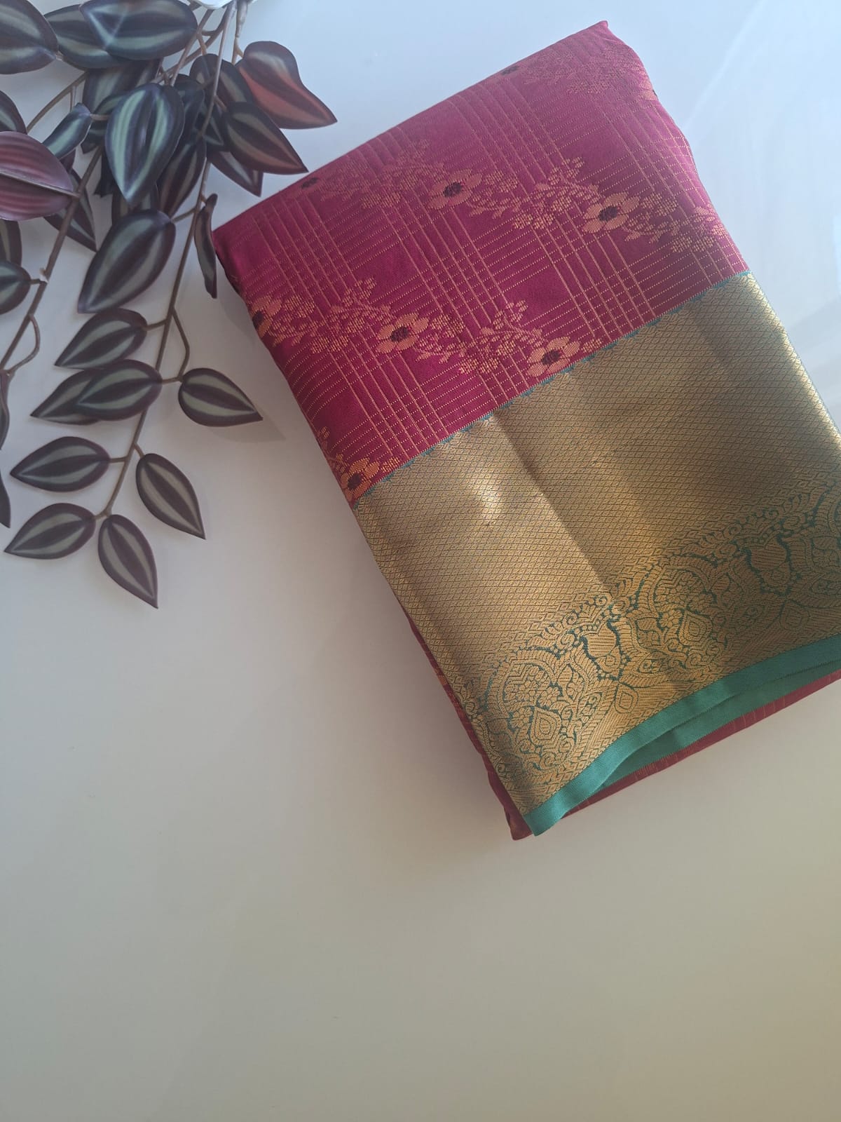 red semi silk saree with kanchi border