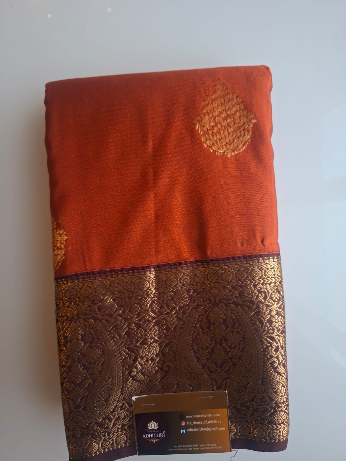 rust orange semi kanchi saree 101