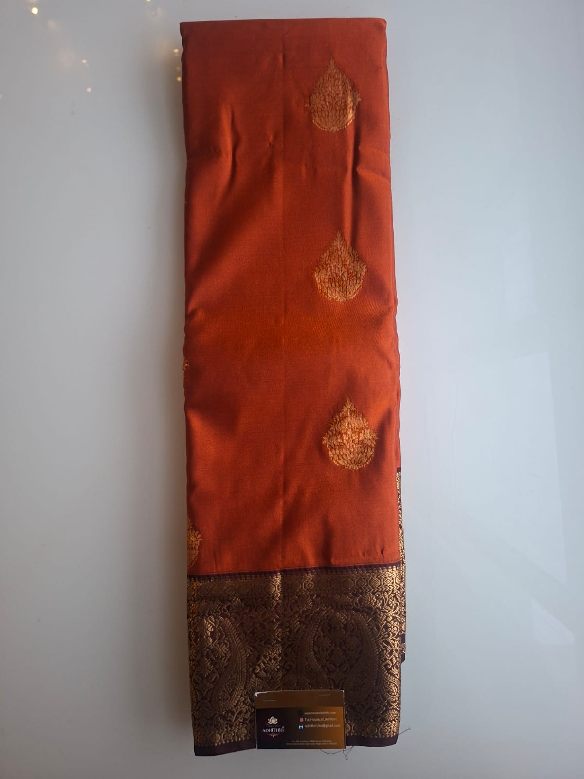 rust orange semi kanchi saree 101