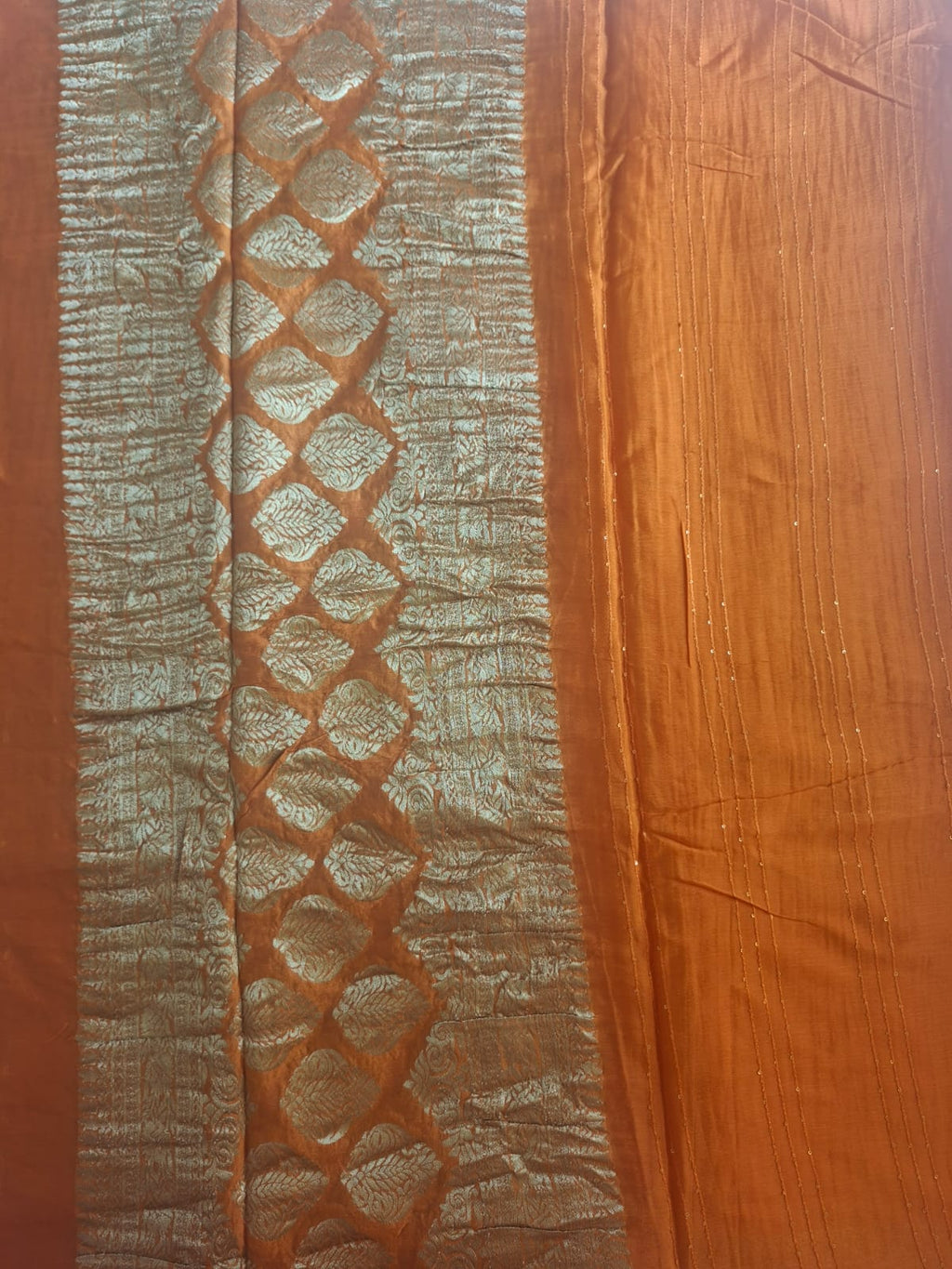 orange with copper zari semi georgette tikki 1
