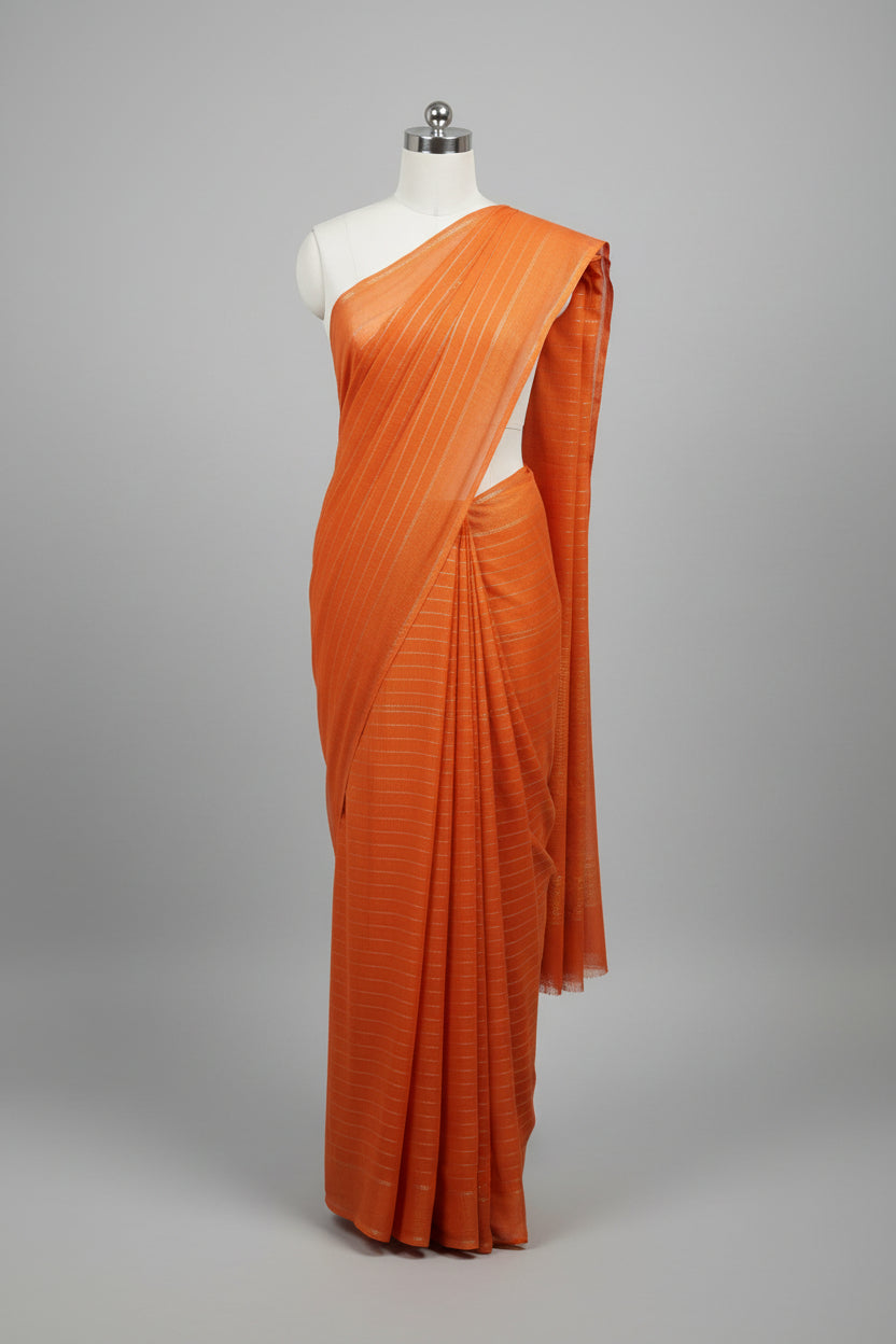 orange with copper zari semi georgette tikki 1