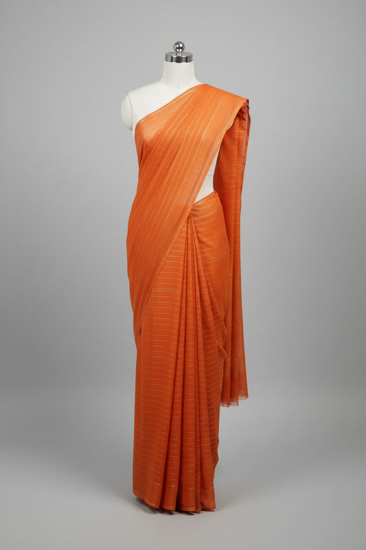 orange with copper zari semi georgette tikki 1