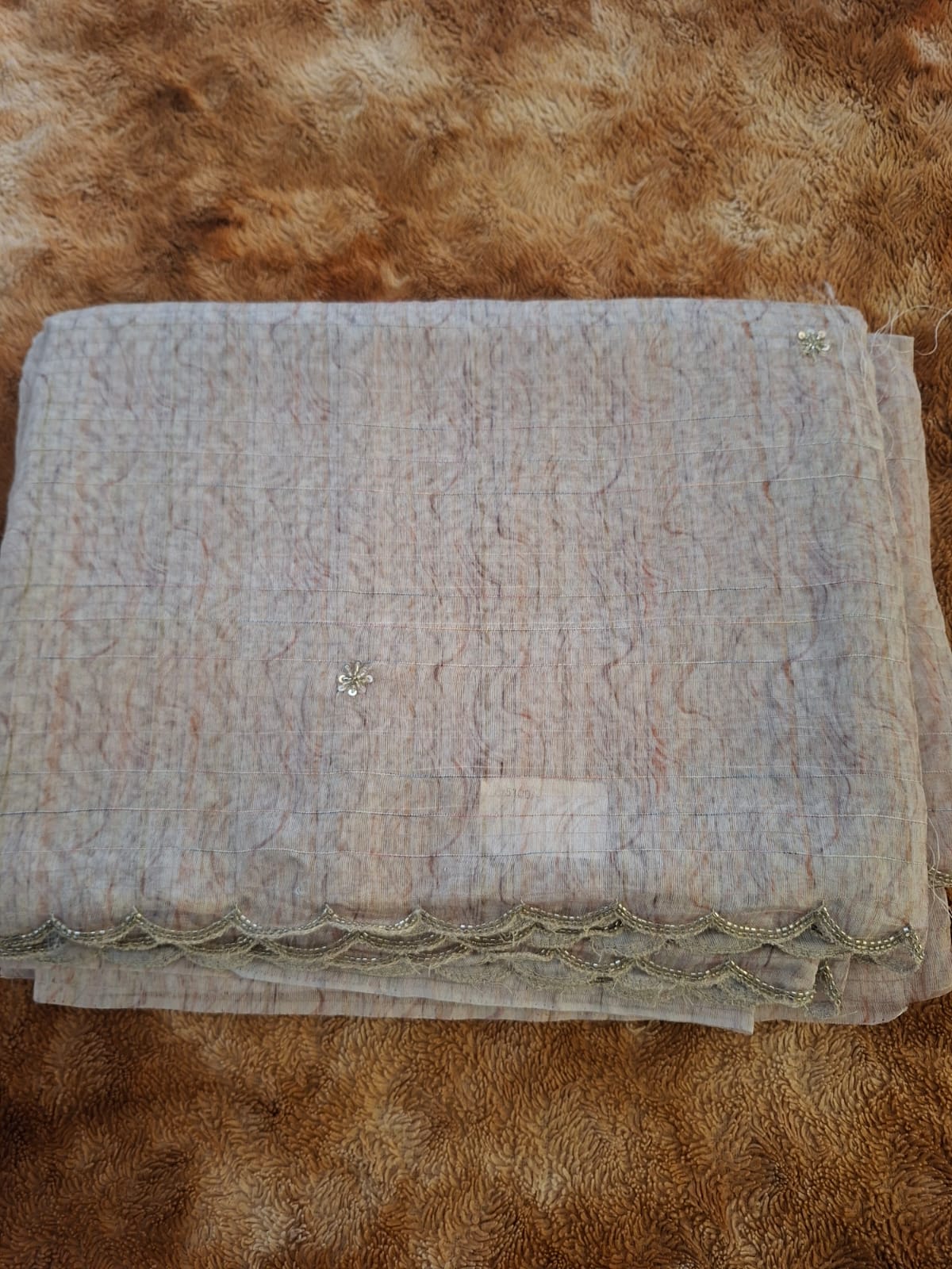 cream semi  tussur silk saree