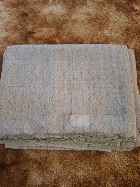 cream semi  tussur silk saree