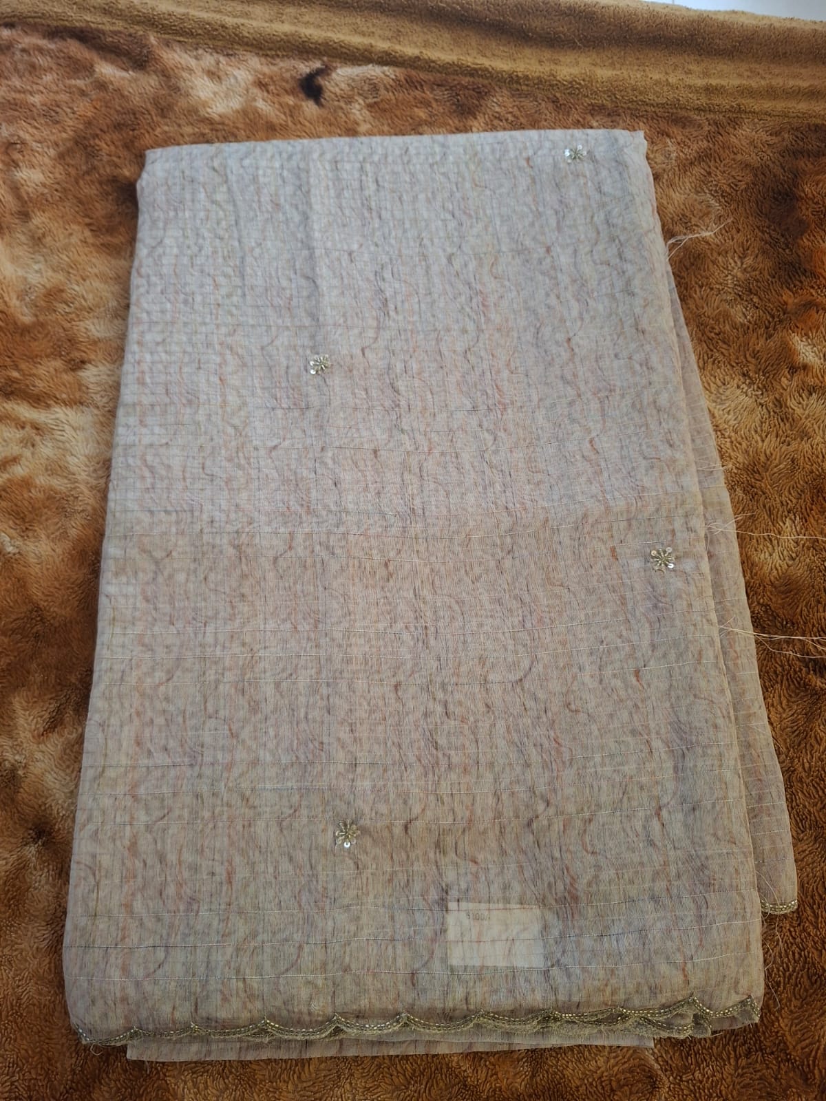 cream semi  tussur silk saree