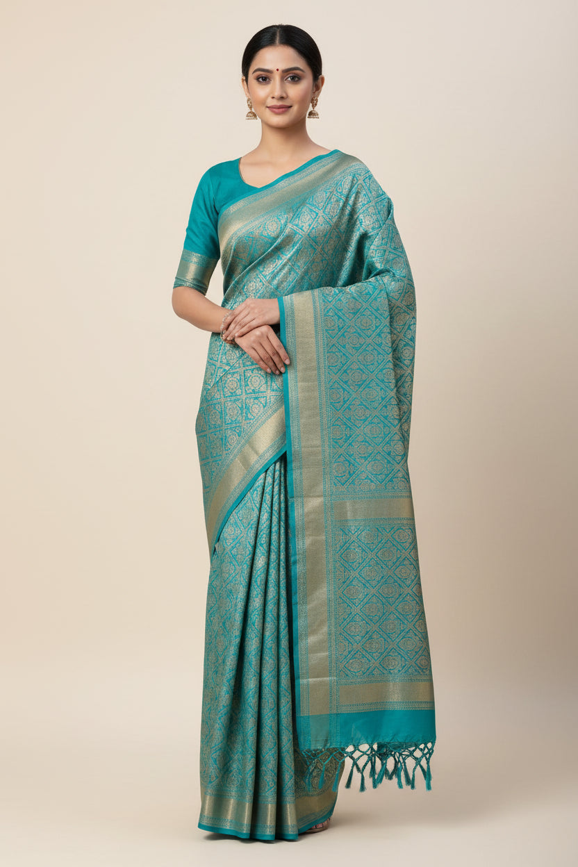 green banaras tanchive brocade saree