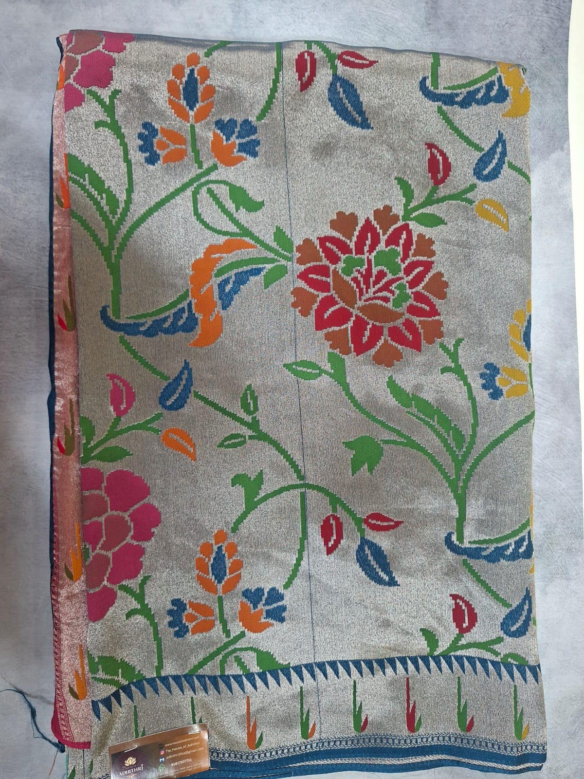 tussur georgette with paithani border saree 101