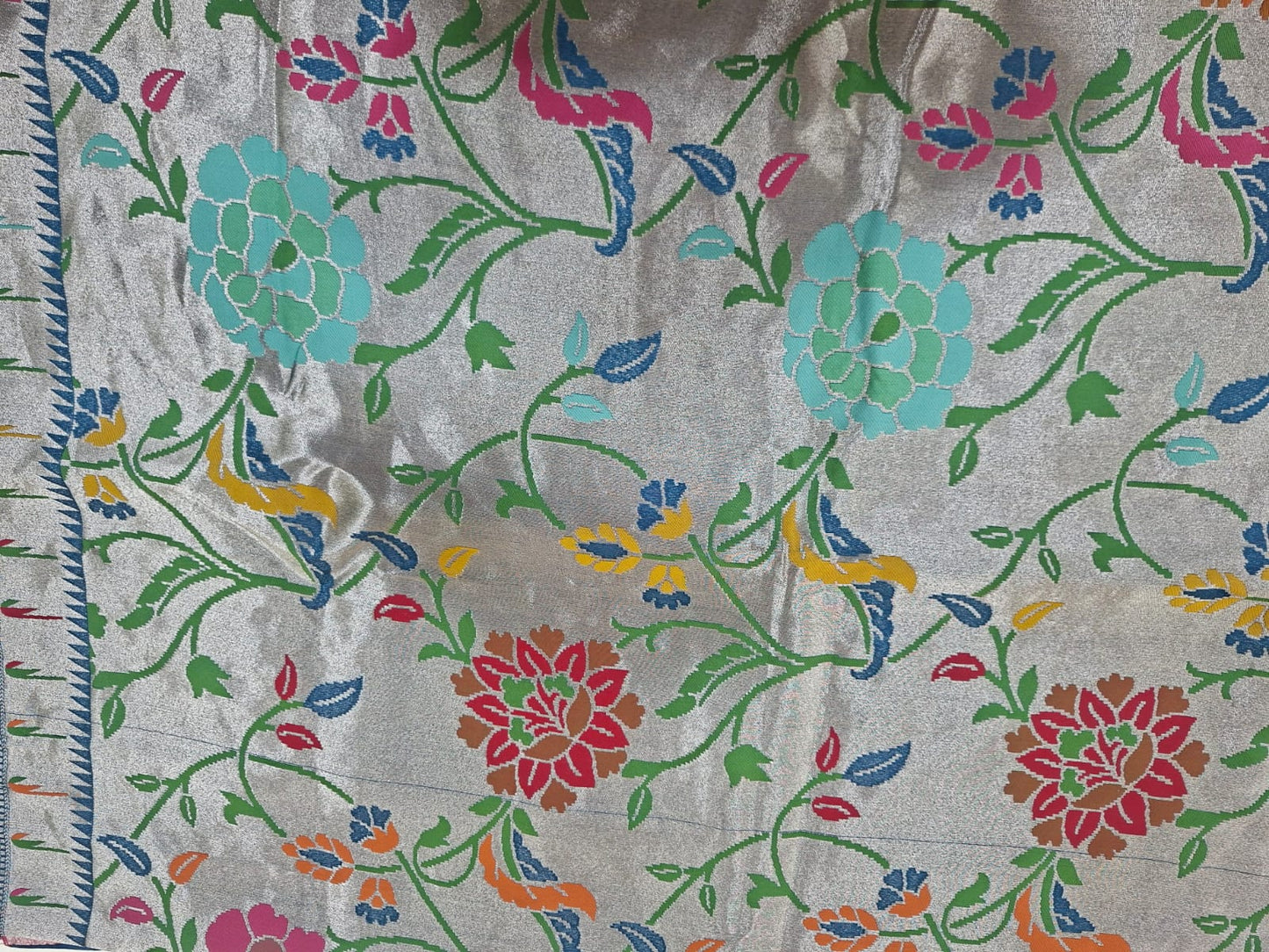 tussur georgette with paithani border saree 101