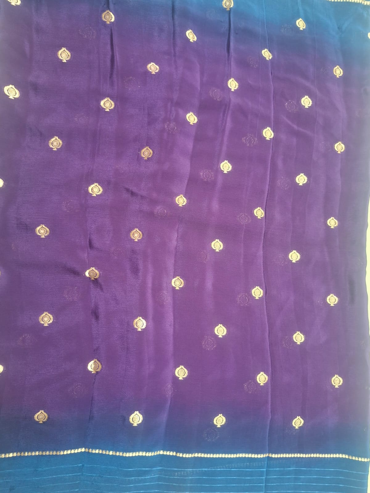 purple with blue georgette saree