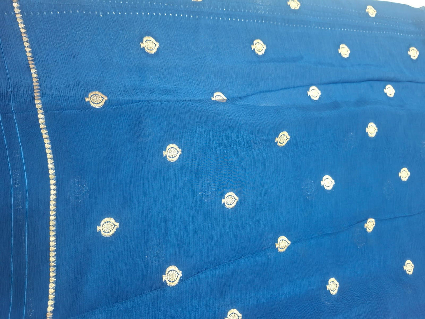 purple with blue georgette saree