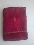 maroon viscose kaddi silk with satin border saree