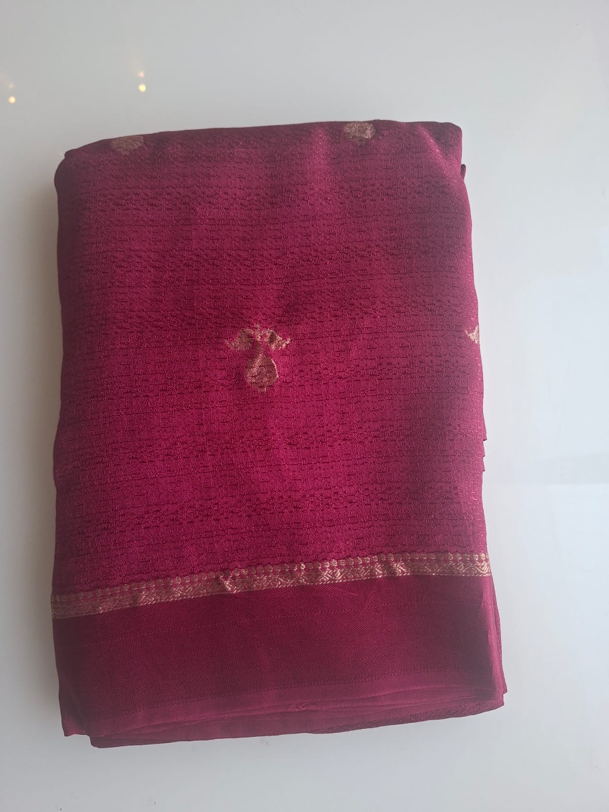 maroon viscose kaddi silk with satin border saree