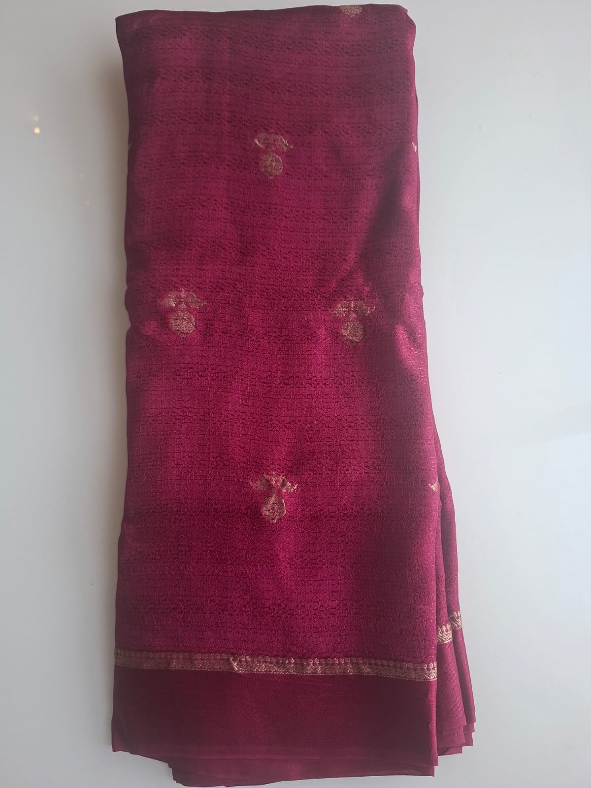 maroon viscose kaddi silk with satin border saree