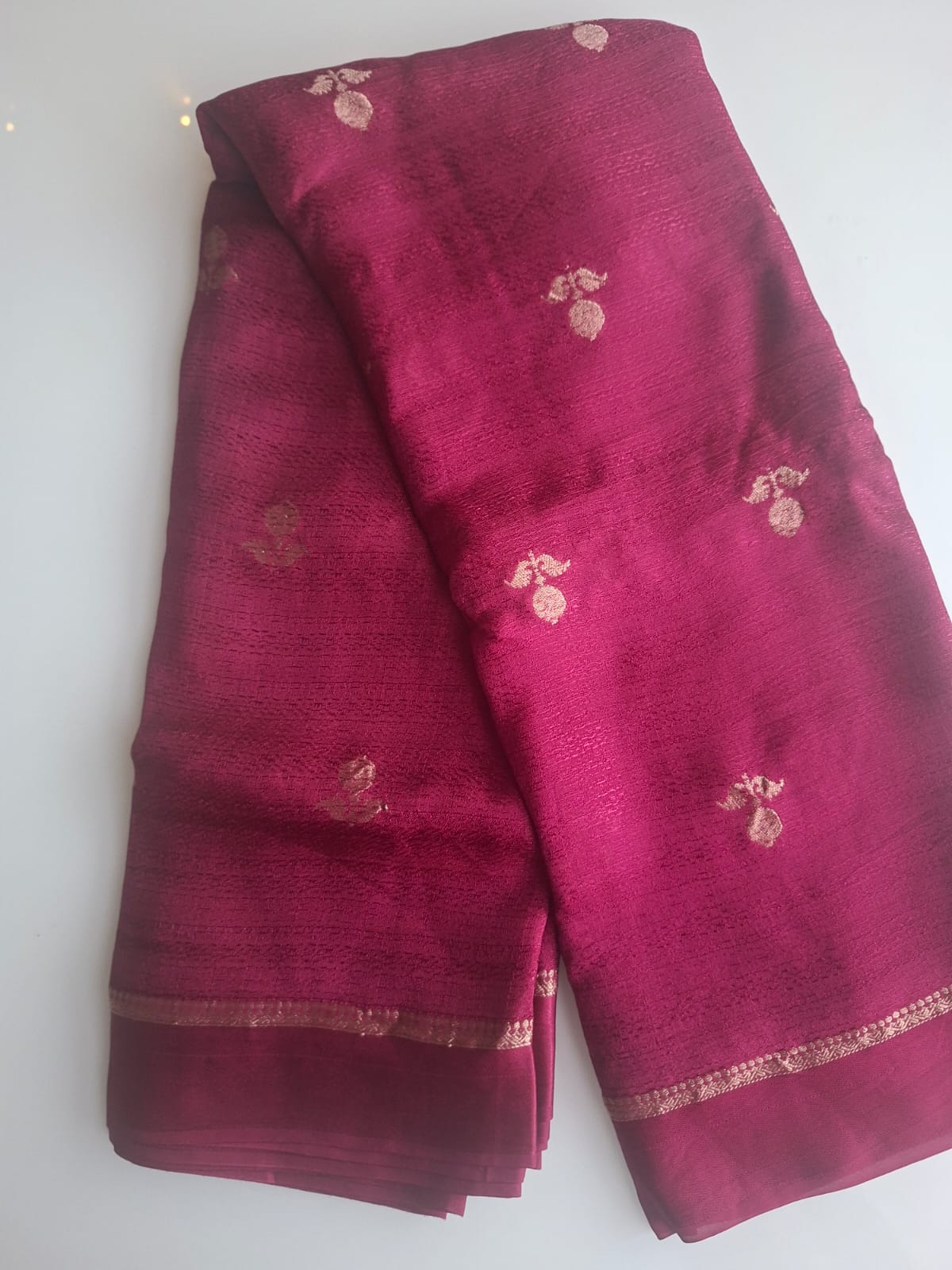 maroon viscose kaddi silk with satin border saree