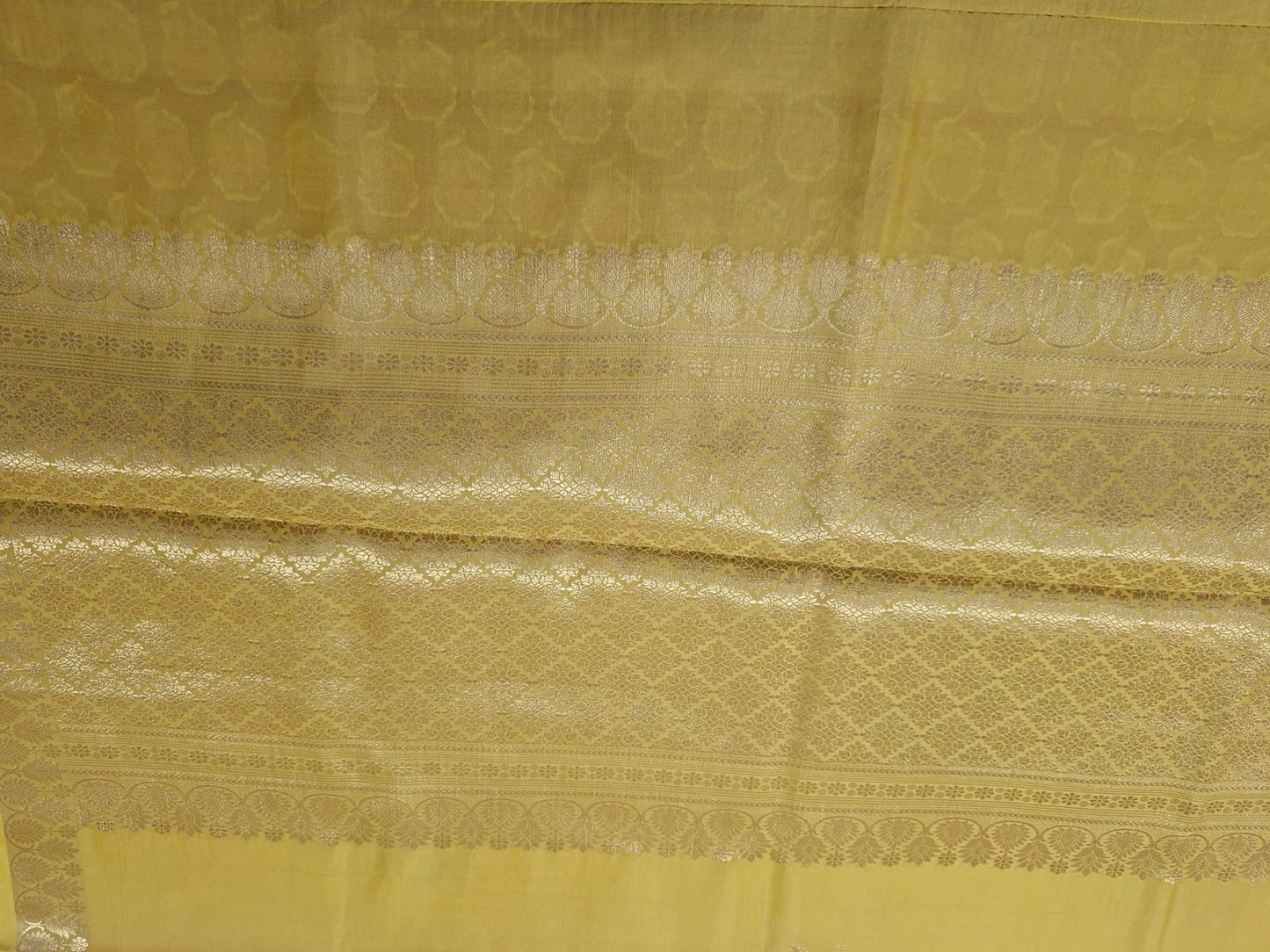 yellow  pure raw mango silk saree