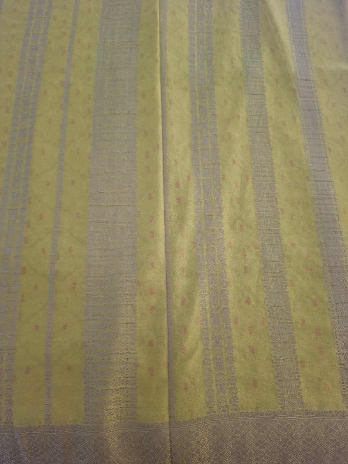 yellow banaras georgette crepe brocade sraee