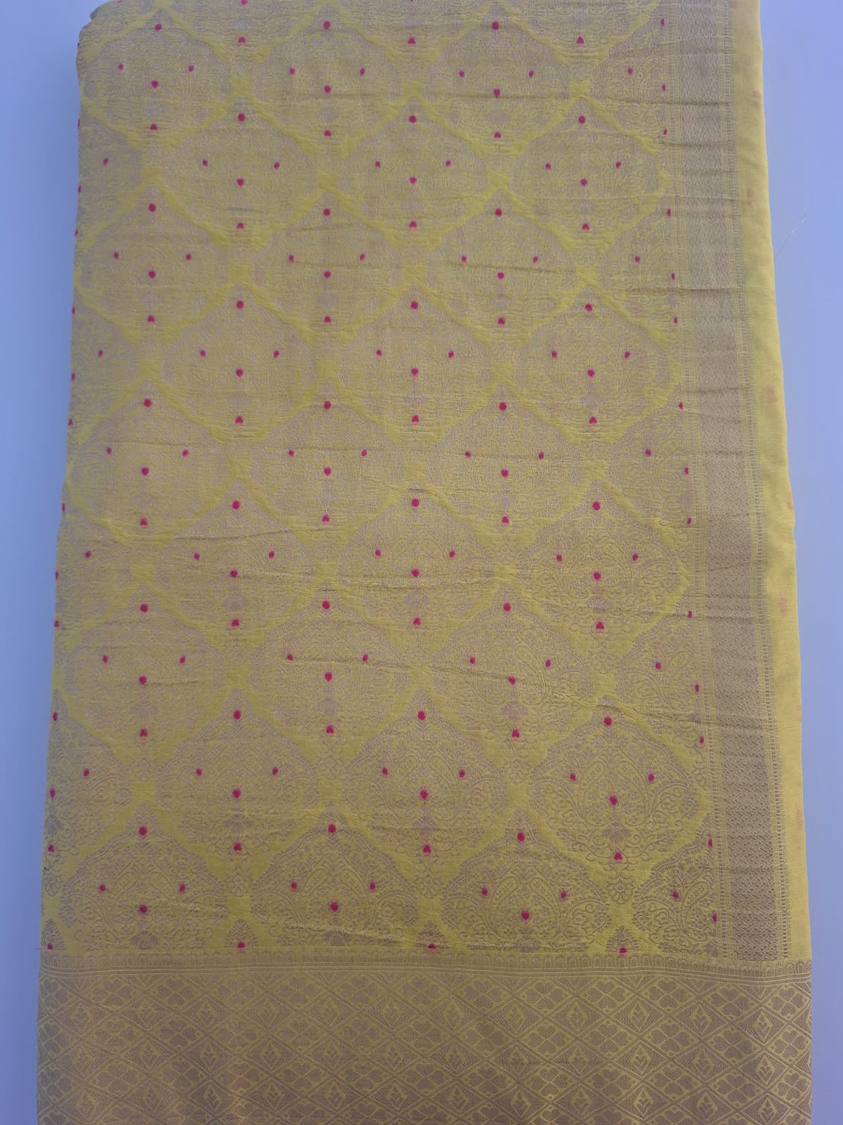 yellow banaras georgette crepe brocade sraee