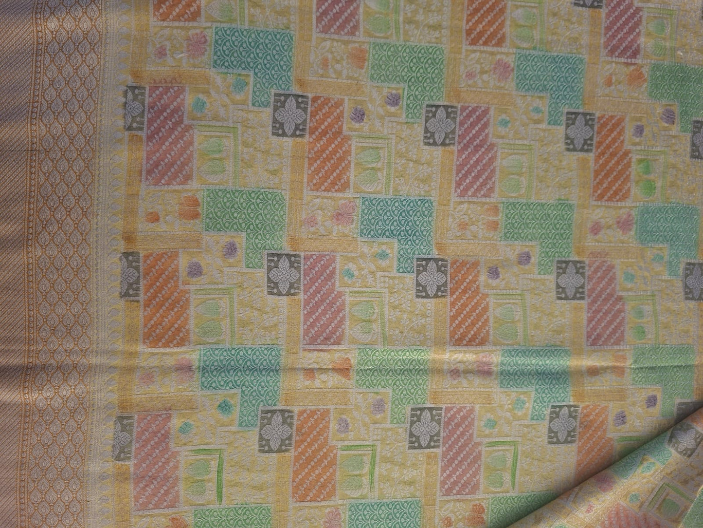 yellow georgette brocade saree 101