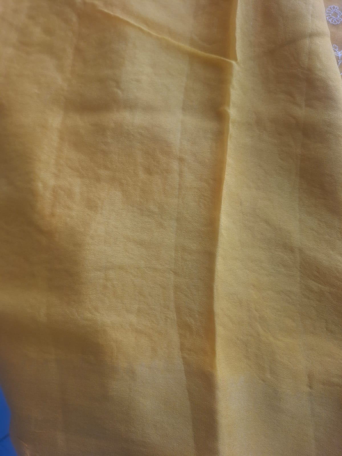 yellow pure  kaddi chiffon chikankari saree