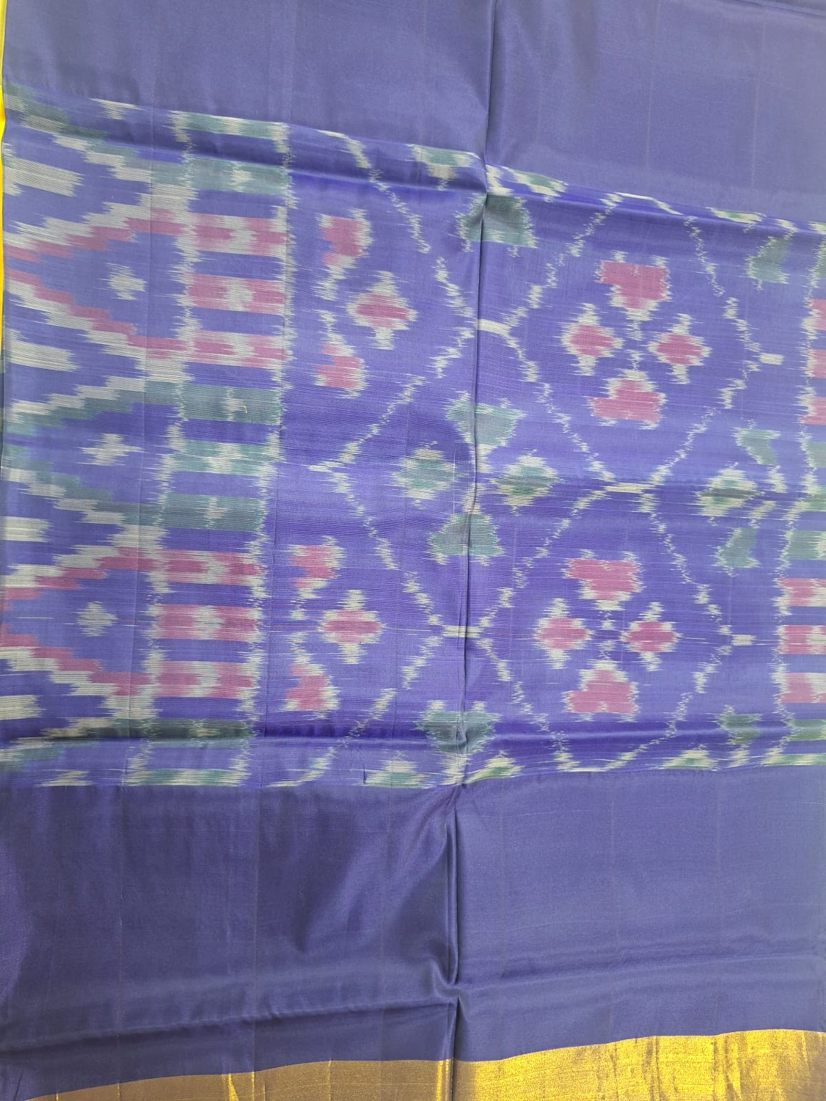 pochampalli ikat semi silk saree-yellow